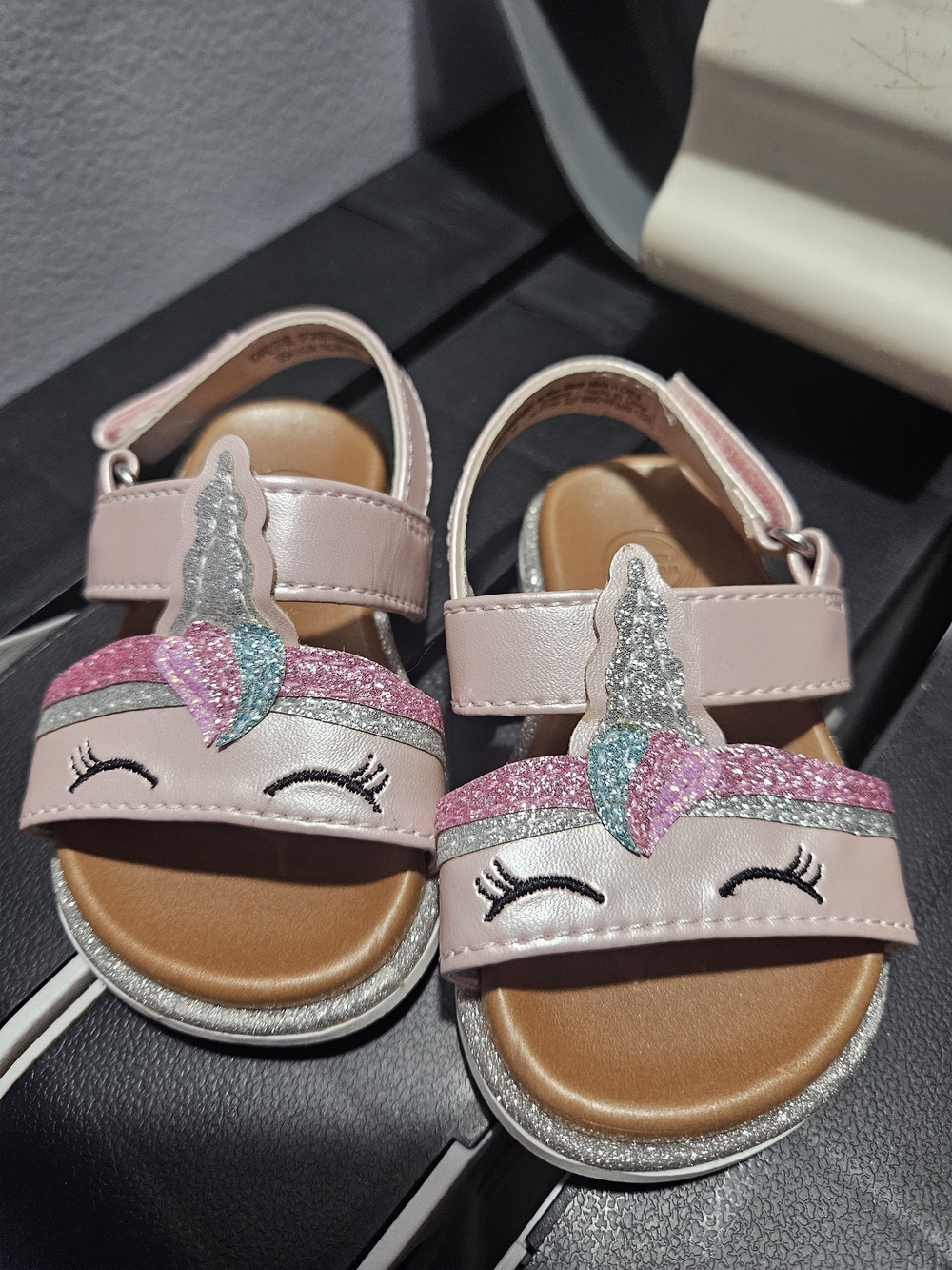 Wonder Nation Girls Unicorn Glitter Sandals — Size 3